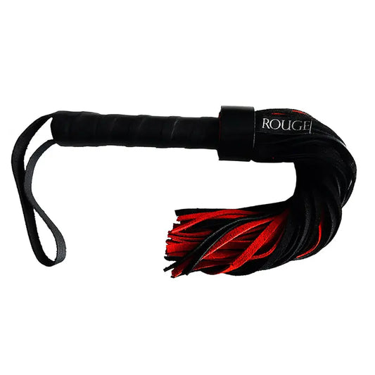 Rouge Short Suede Flogger Leather Handle Black/Red  Fetish - Whips Crops & Paddles