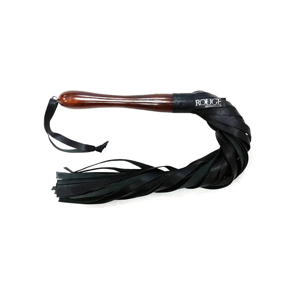 Rouge Wooden Handle Flogger Black  Fetish - Whips Crops & Paddles