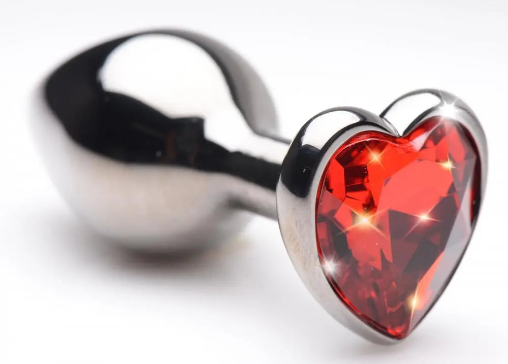 Ruby Red Heart Steel Butt Plug Jewel Anal Plug  Anal