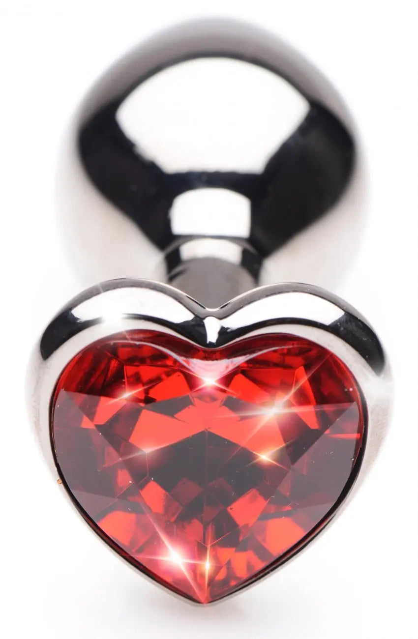 Ruby Red Heart Steel Butt Plug Jewel Anal Plug  Anal