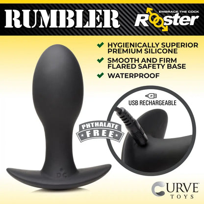 Rumbler Silicone Vibrating Butt Plug - Large  Vibrating Anal Sex Toy