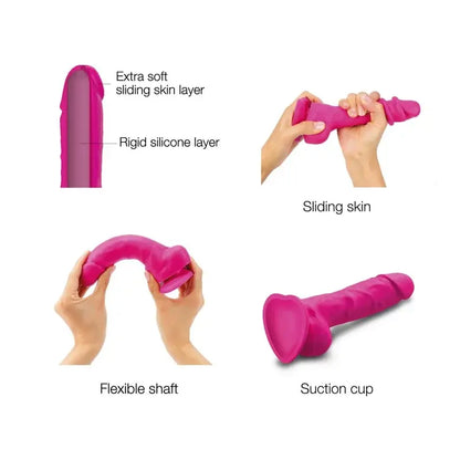 SLIDING SKIN REALISTIC DILDO FUCHSIA M  Realistic Dildos