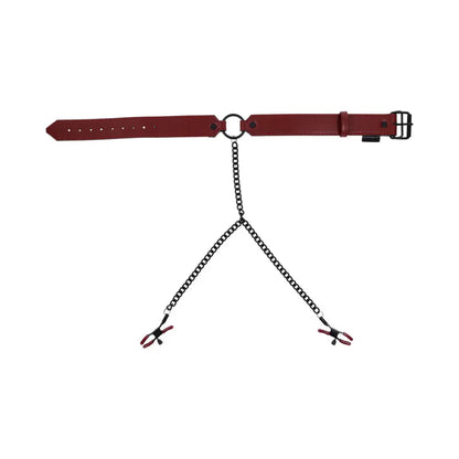 Saffron BDSM Collar Attached Nipple Clamps with Chain  Collars and Leads
