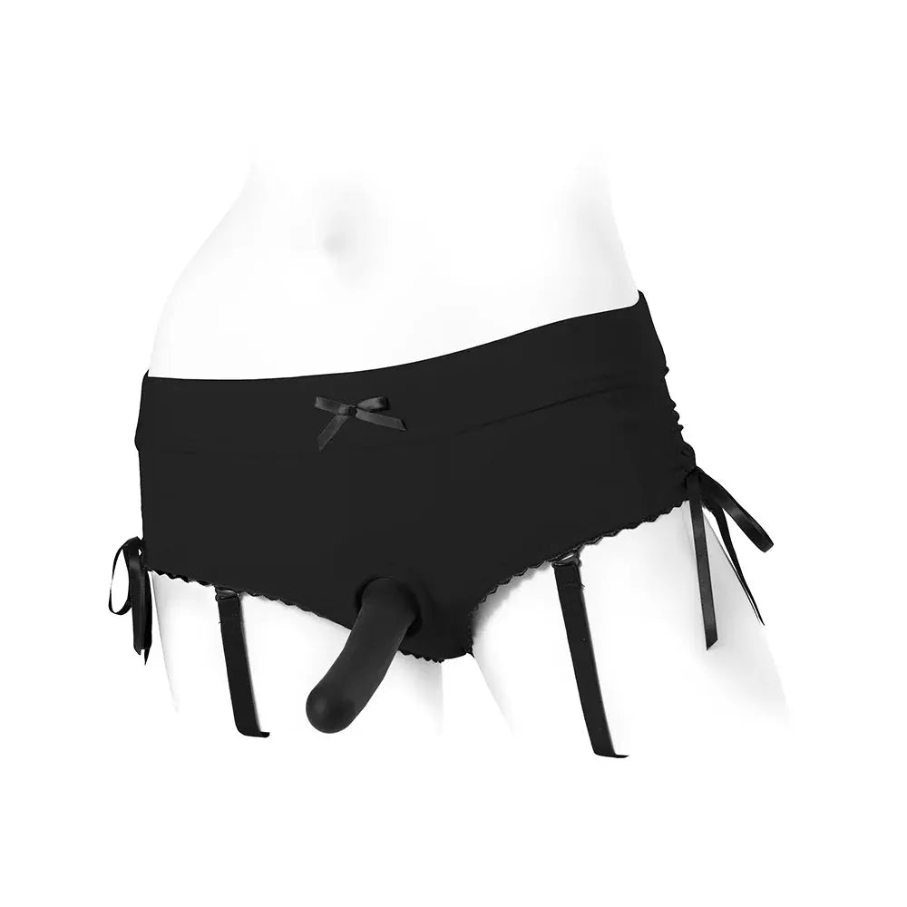 Sasha Cinch Booty Short Strap-on Harness Black Size L  Strap-on Shorts