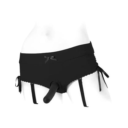 Sasha Cinch Booty Short Strap-on Harness Black Size L  Strap-on Shorts