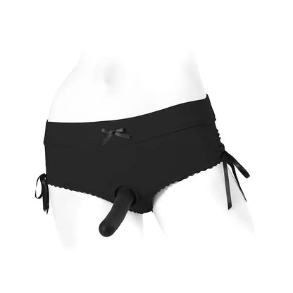Sasha Cinch Booty Short Strap-on Harness Black Size L  Strap-on Shorts