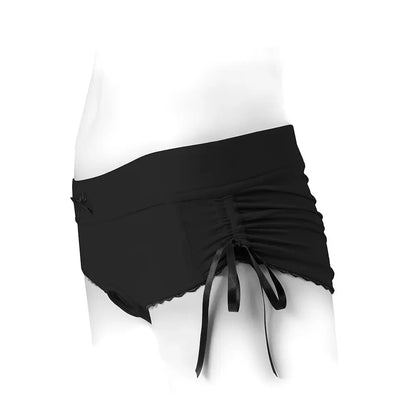 Sasha Cinch Booty Short Strap-on Harness Black Size L  Strap-on Shorts