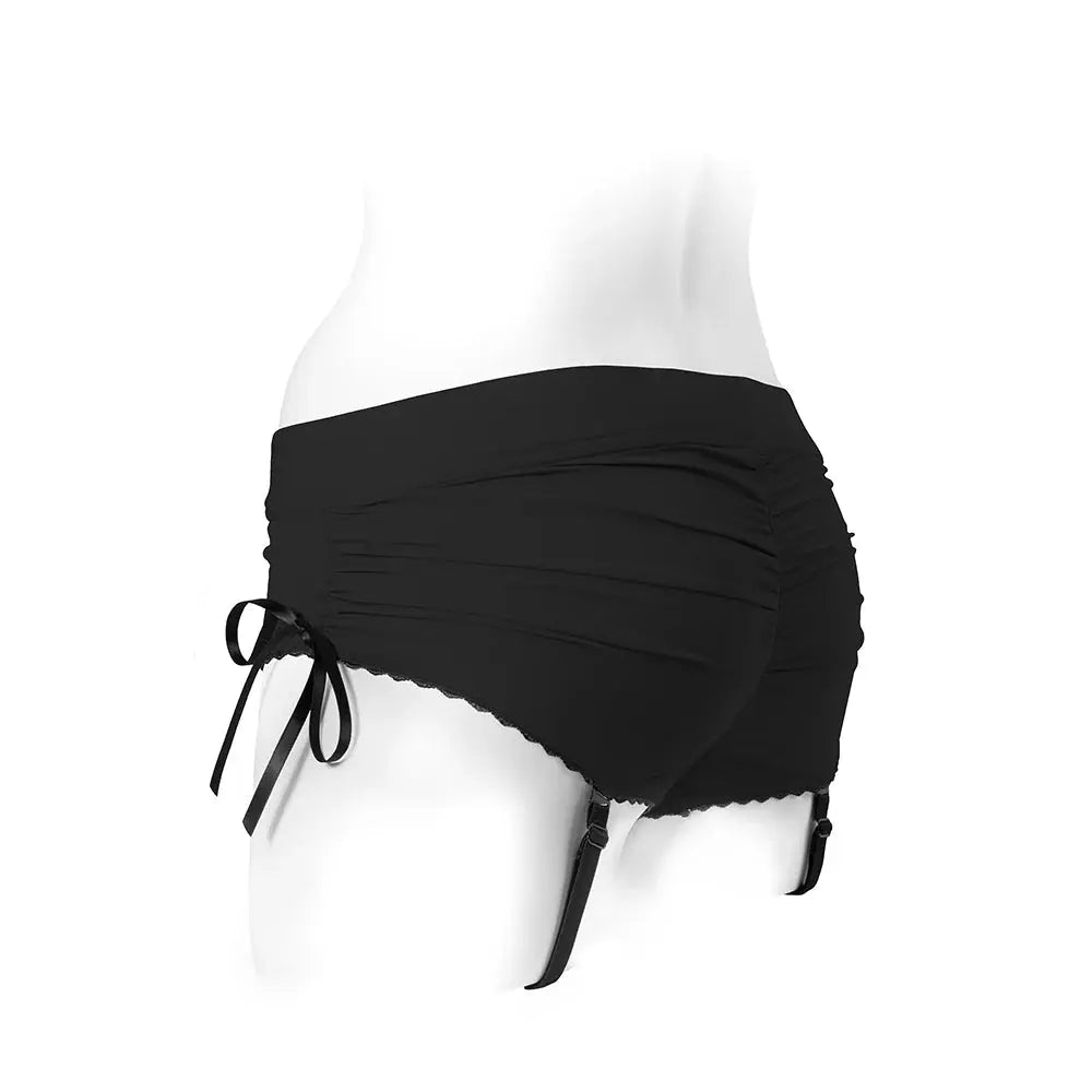 Sasha Cinch Booty Short Strap-on Harness Black Size L  Strap-on Shorts