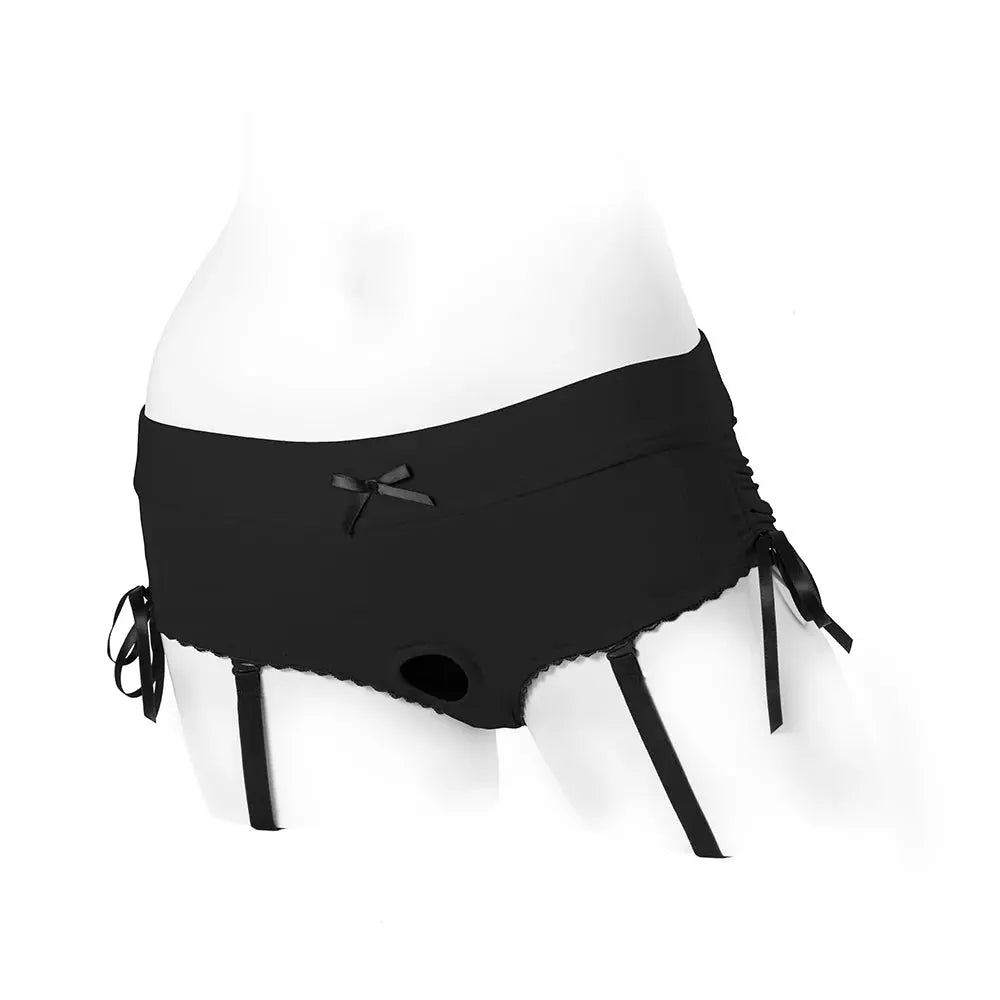 Sasha Cinch Booty Short Strap-on Harness Black Size L  Strap-on Shorts