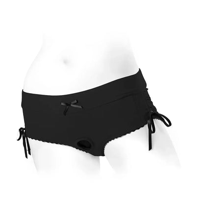 Sasha Cinch Booty Short Strap-on Harness Black Size L  Strap-on Shorts