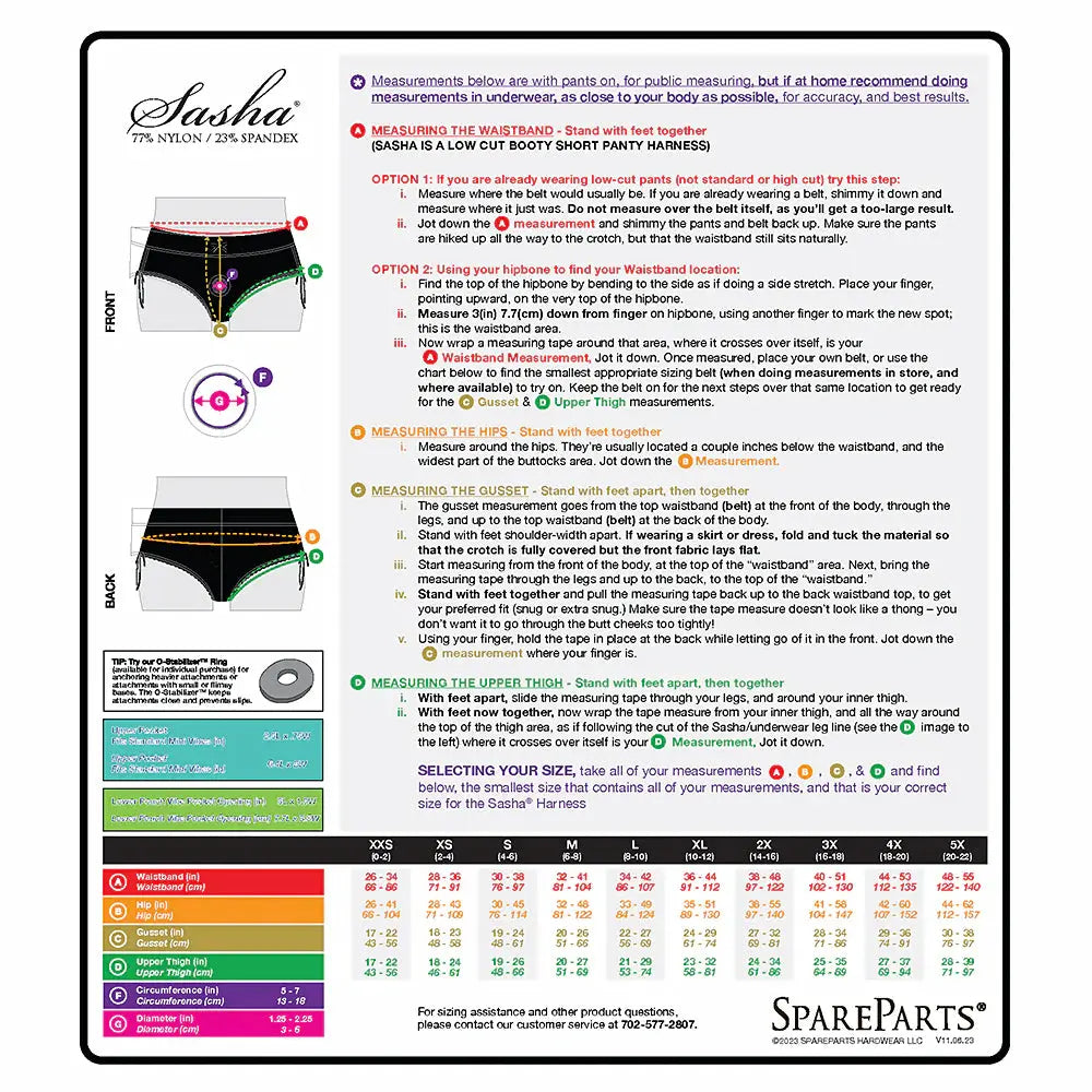 Sasha Cinch Booty Short Strap-on Harness Black Size L  Strap-on Shorts