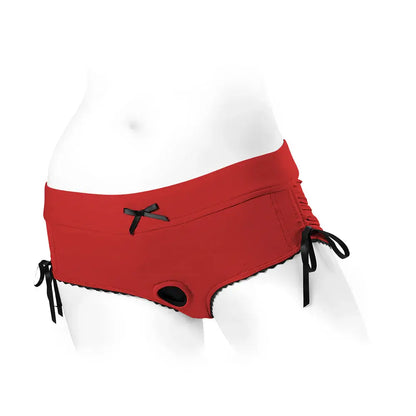 Sasha Cinch Booty Short Strap-on Harness Red Plus Size S  Strap-on Shorts