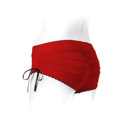 Sasha Cinch Booty Short Strap-on Harness Red Plus Size S  Strap-on Shorts
