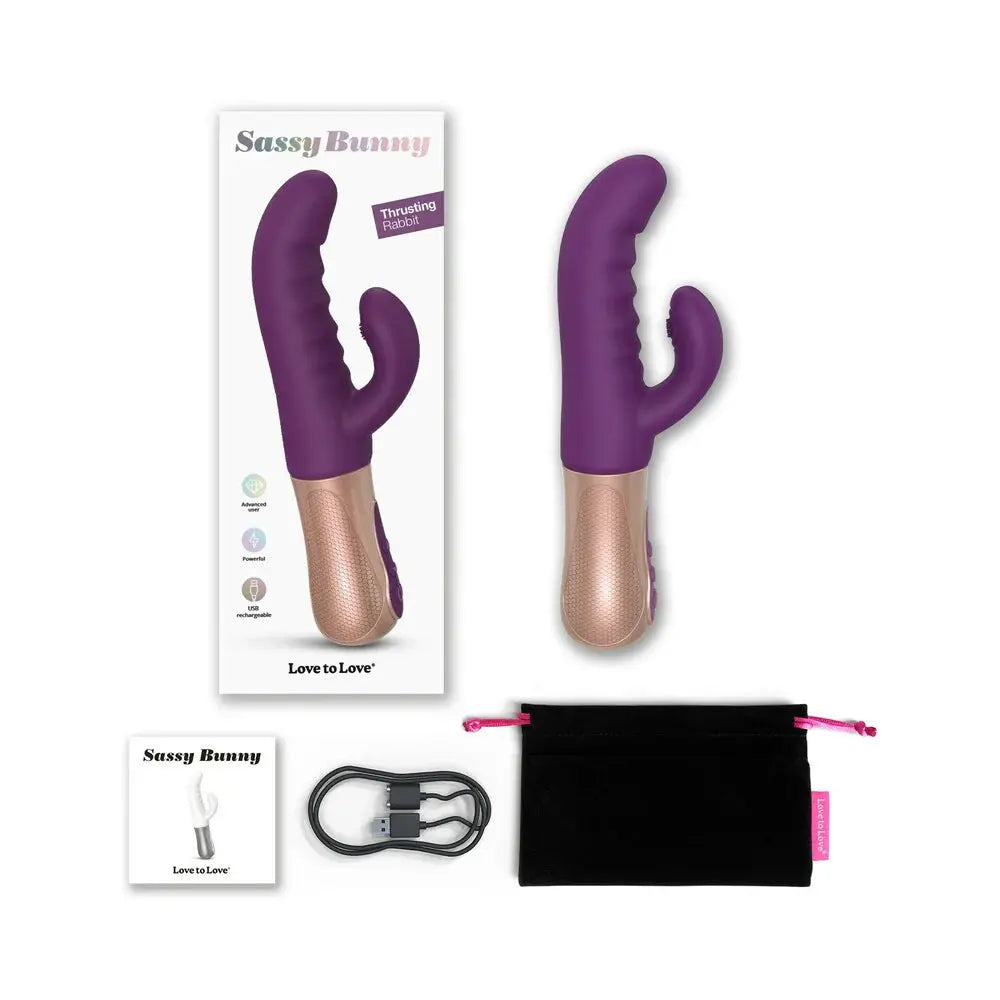 Sassy Bunny Thrusting Rabbit Vibrator Sex Toy for Women - Purple  Rabbit Vibrators