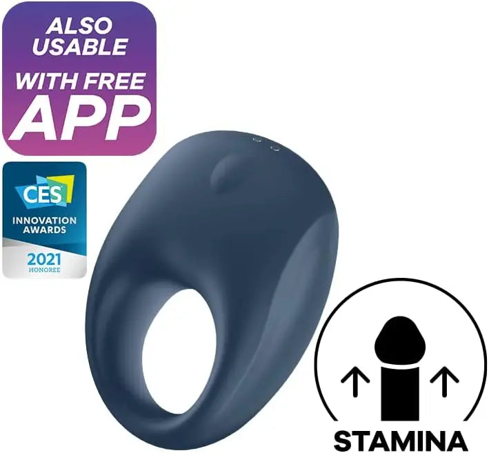Satisfyer Bluetooth Cock Ring Sex Toy Strong One - Blue  Vibrating Cock Ring