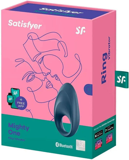 Satisfyer Mighty One Bluetooth Cock Ring Sex Toy - Blue  Vibrating Cock Ring