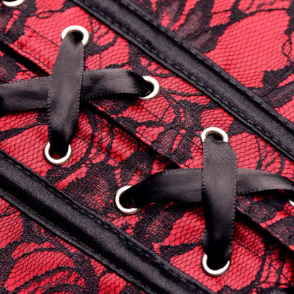 Scarlet Seduction Lace-up Corset and Thong - Large Sexy Red Lace Corset Lingerie  Fetish Clothing and Lingerie