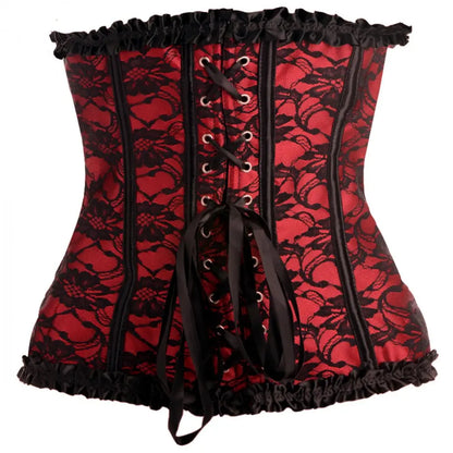 Scarlet Seduction Lace-up Corset and Thong - Large Sexy Red Lace Corset Lingerie  Fetish Clothing and Lingerie