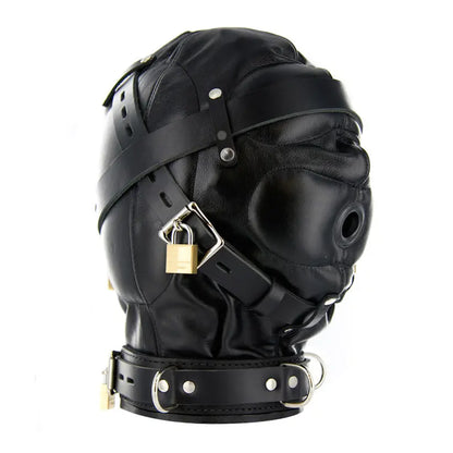 Sensory Deprivation Luxury Leather Bondage Hood- ML  Bondage Hood