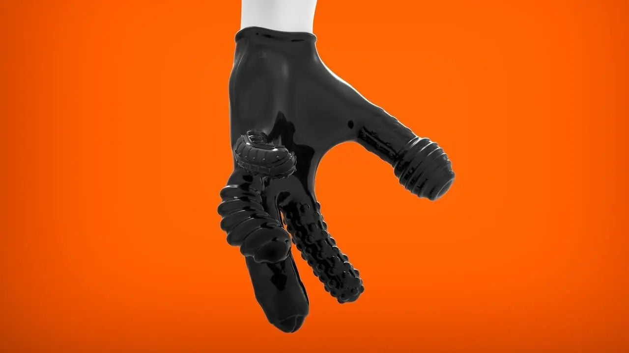 Sensory Glove Sex Toy OxBalls FINGER FUCK Glove Hot Pink  Fetish - Sensory Stimulation