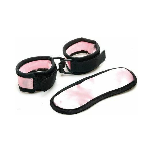 Sex Kitten Mask & Cuff Set Pink/Black  Fetish - Kits