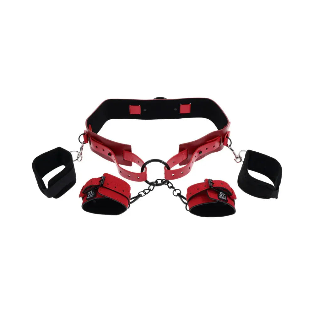 Sex and Mischief Bondage Belt with Restraints Exs and Ohs Bound and Belted  Fetish - Cuffs & Restraints