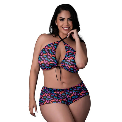Sexy Gummy Bear Lounge Wear Plus Halter Top and Hot Short Set Gummy Bears  Lingerie - Club Wear