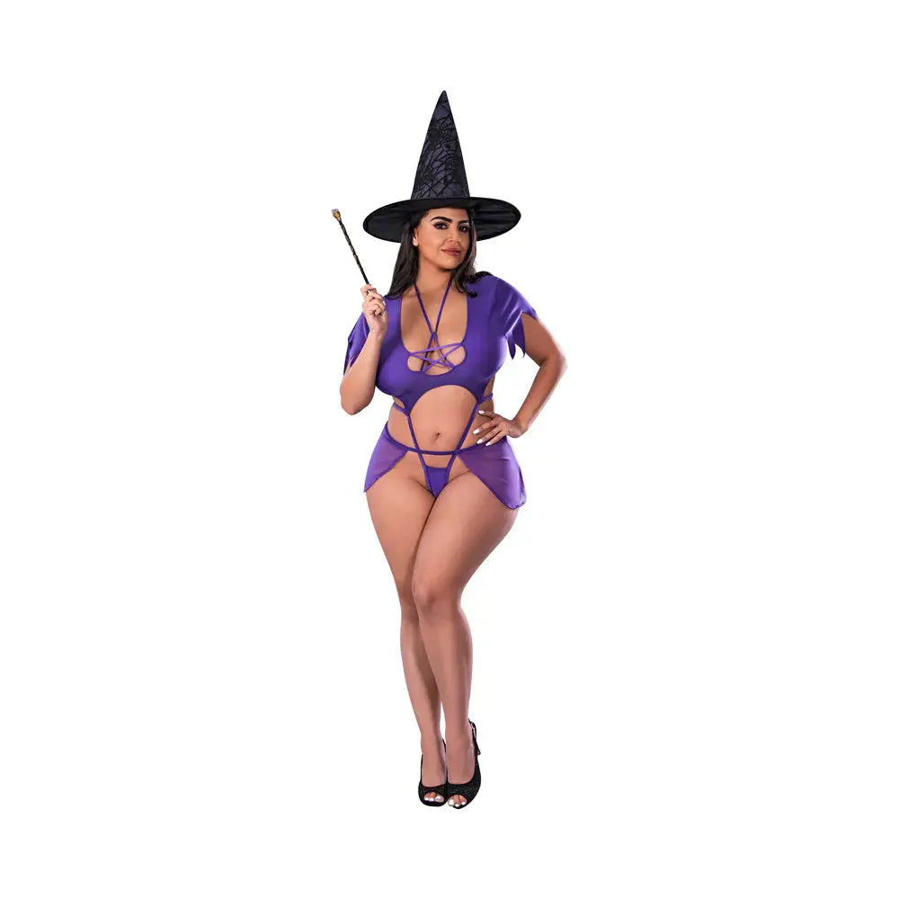 Sexy Plus Size Witch Costume Charmed Costume Purple Queen Size  Lingerie - Costumes