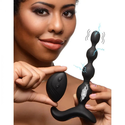 Shock-Beads 80X Vibrating & E-stim Silicone Anal Beads with Remote  Electro
