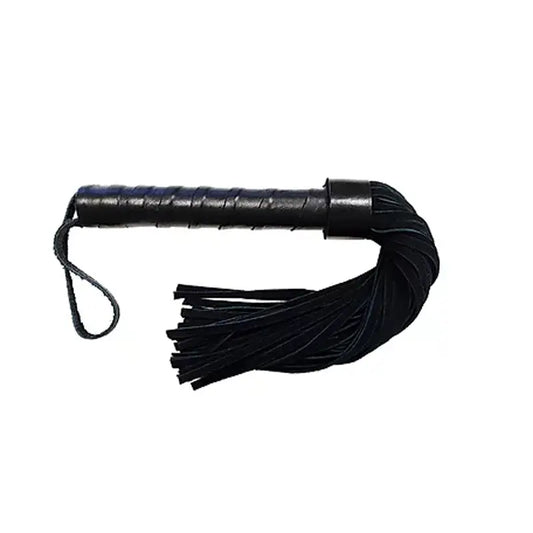 Short Suede Flogger with Leather Handle - BLACK  Fetish - Whips Crops & Paddles