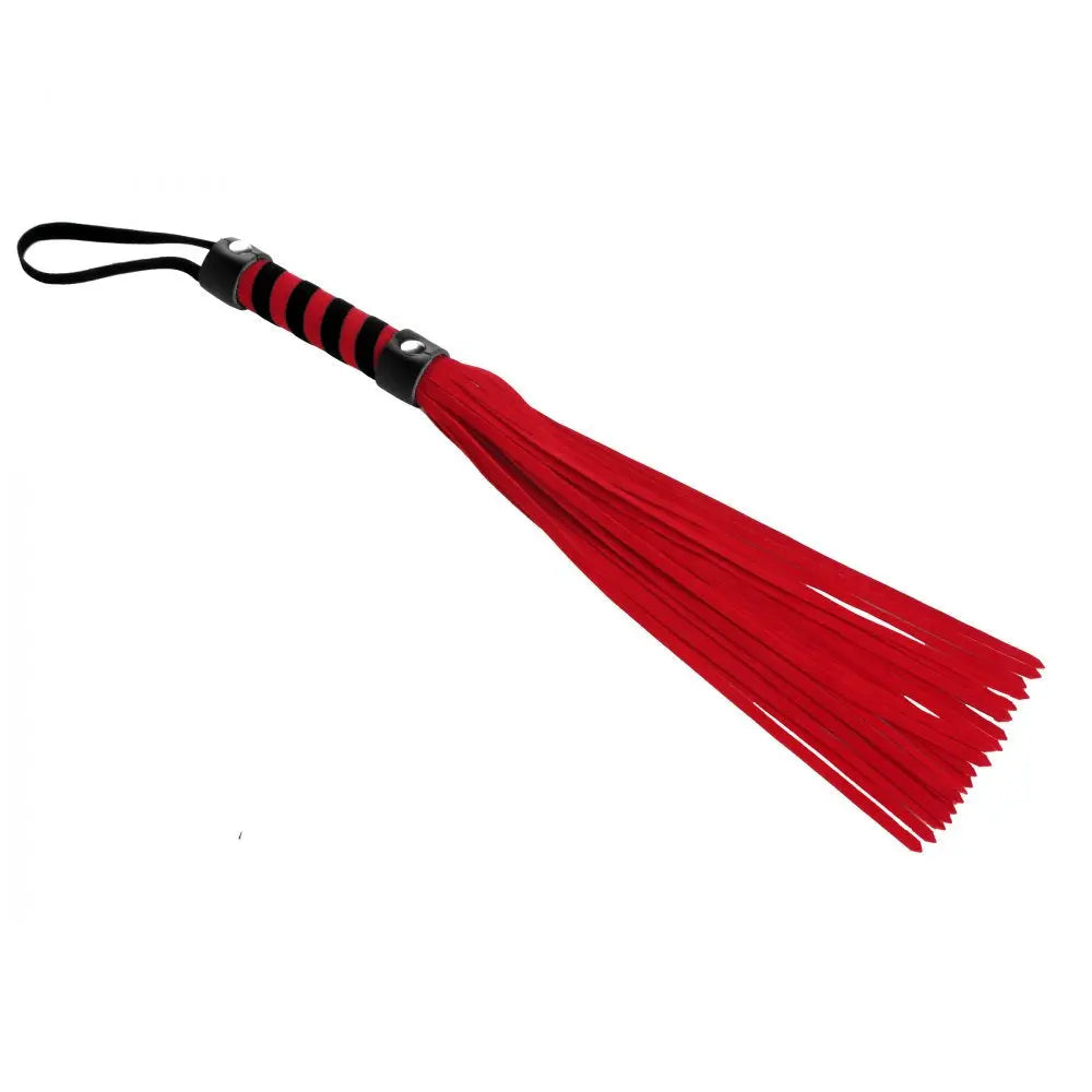 Short Vegan Leather Flogger - Red BDSM Sexy Spanking  Flogger