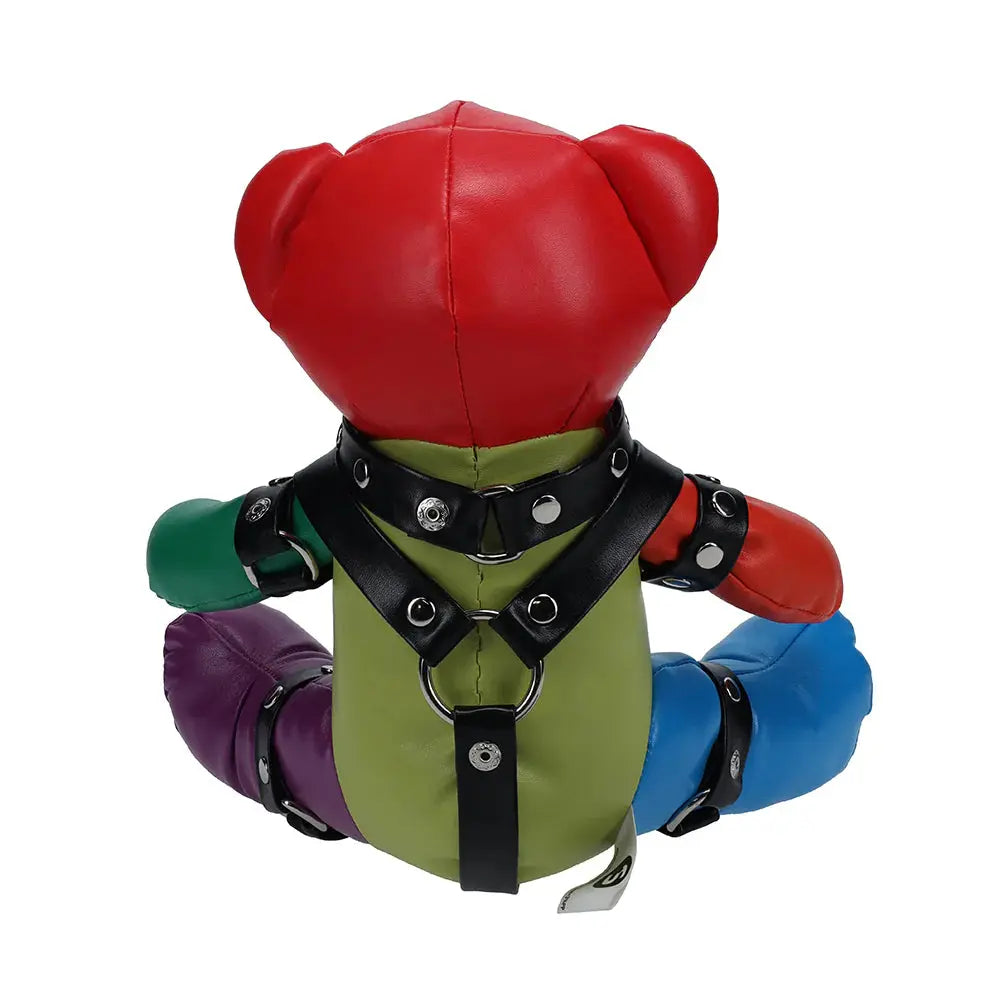 Shots Rainbow Bear Adult Plushie Black Harness  Novelties - Gag Gifts