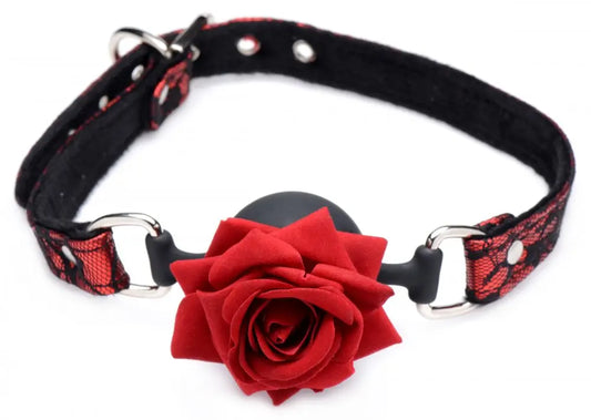 Silicone BDSM Ball Gag with Rose  Masks, Gags and Blindfolds