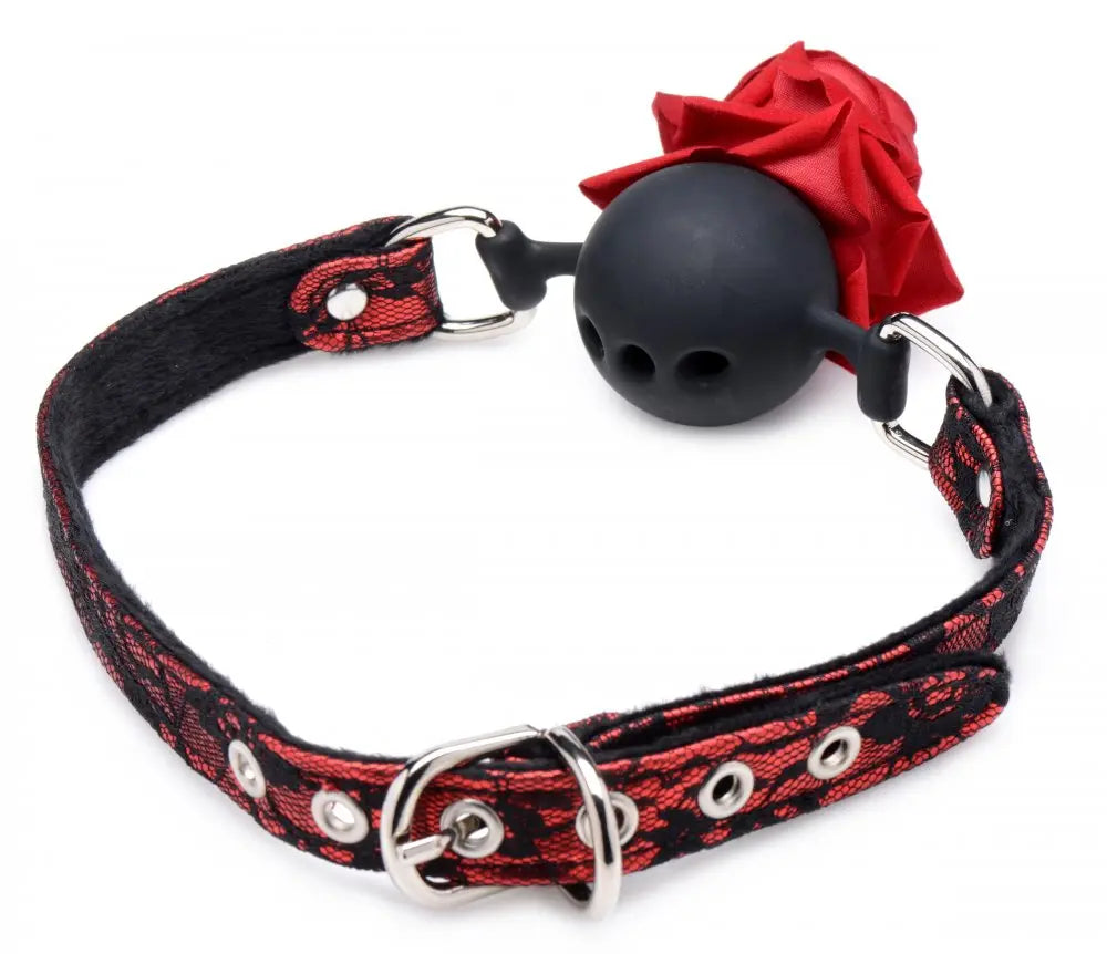 Silicone BDSM Ball Gag with Rose  Masks, Gags and Blindfolds