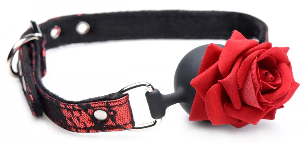 Silicone BDSM Ball Gag with Rose  Masks, Gags and Blindfolds