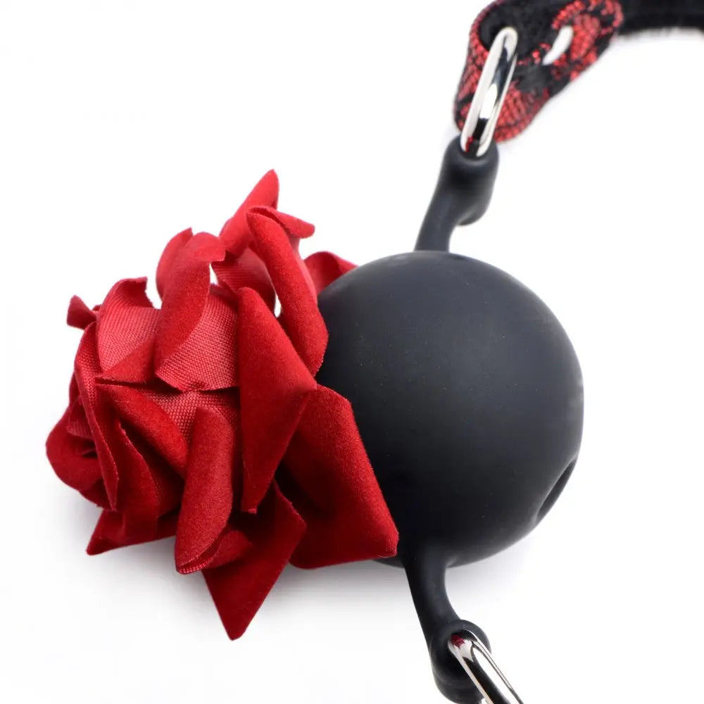 Silicone BDSM Ball Gag with Rose  Masks, Gags and Blindfolds