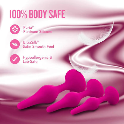 Silicone Beginner Anal Plug Kit Pink Anal Training Set  Anal Training