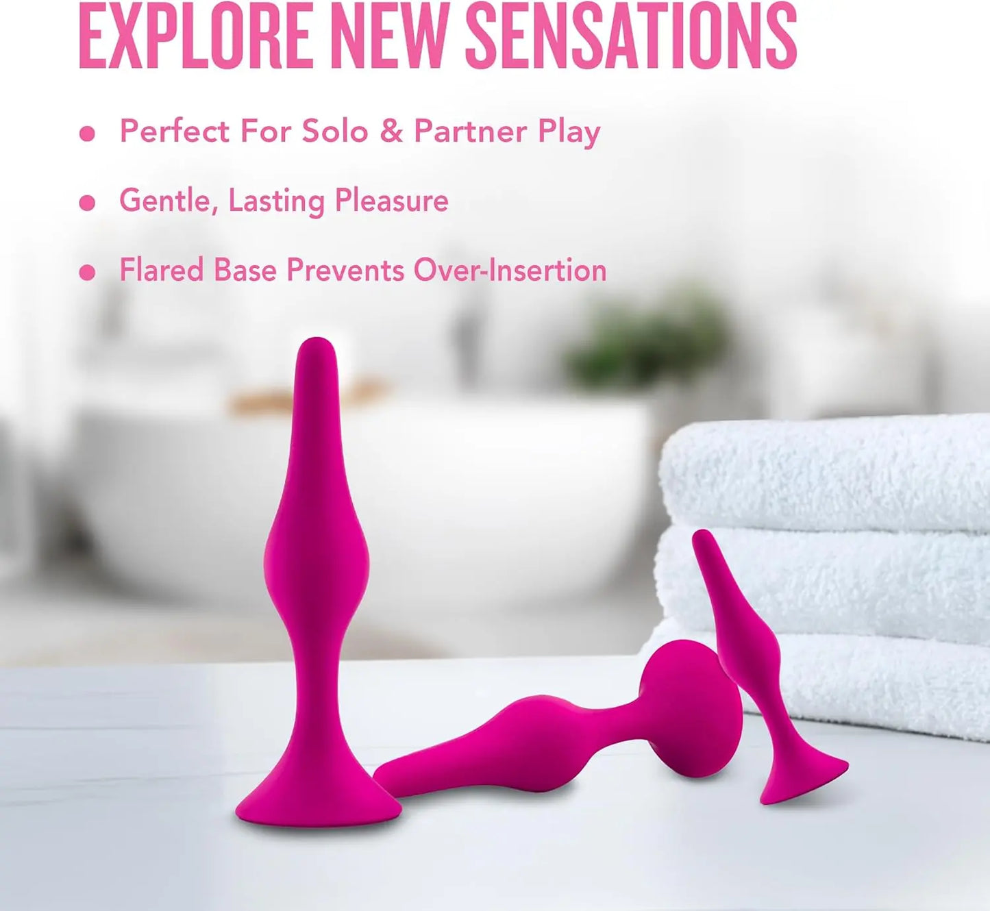 Silicone Beginner Anal Plug Kit Pink Anal Training Set  Anal Training