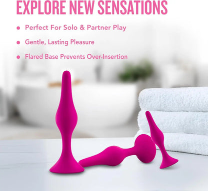 Silicone Beginner Anal Plug Kit Pink Anal Training Set  Anal Training