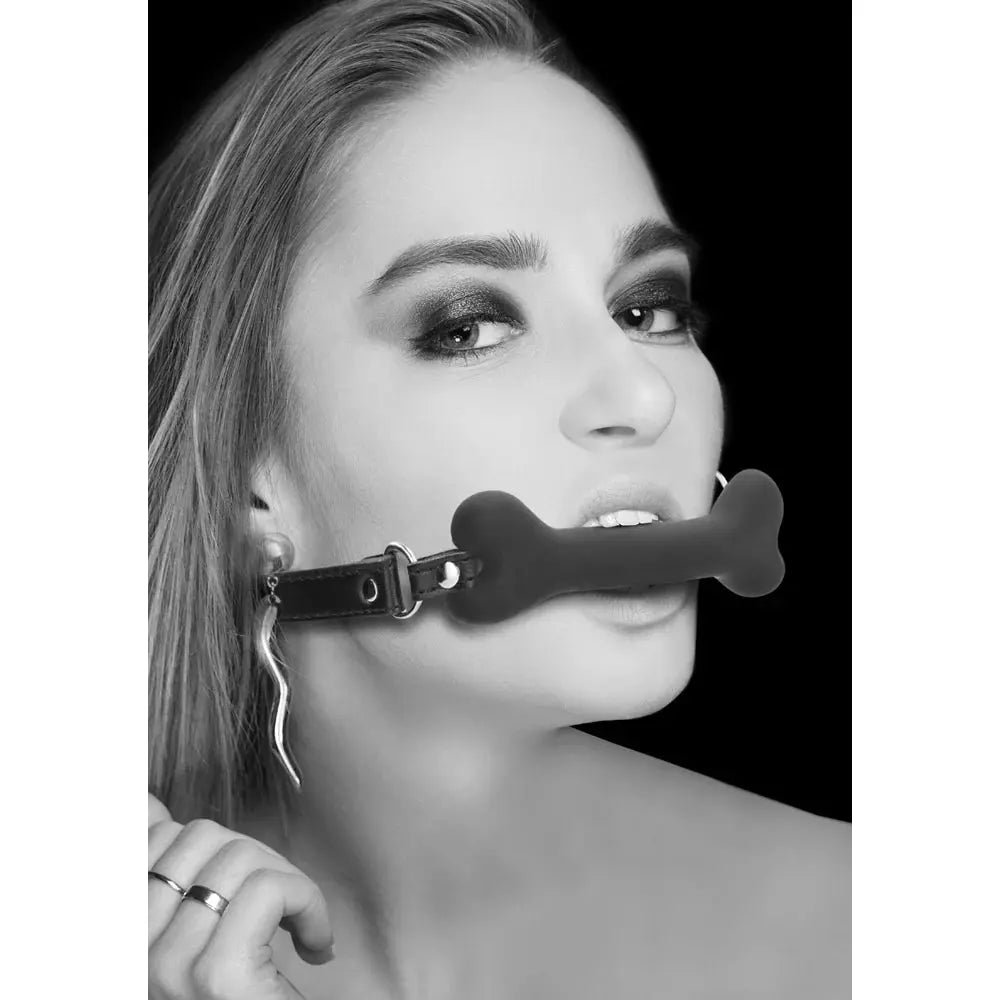 Silicone Puppy Play Bone Gag With Adjustable Bonded Leather Straps  BDSM Gag