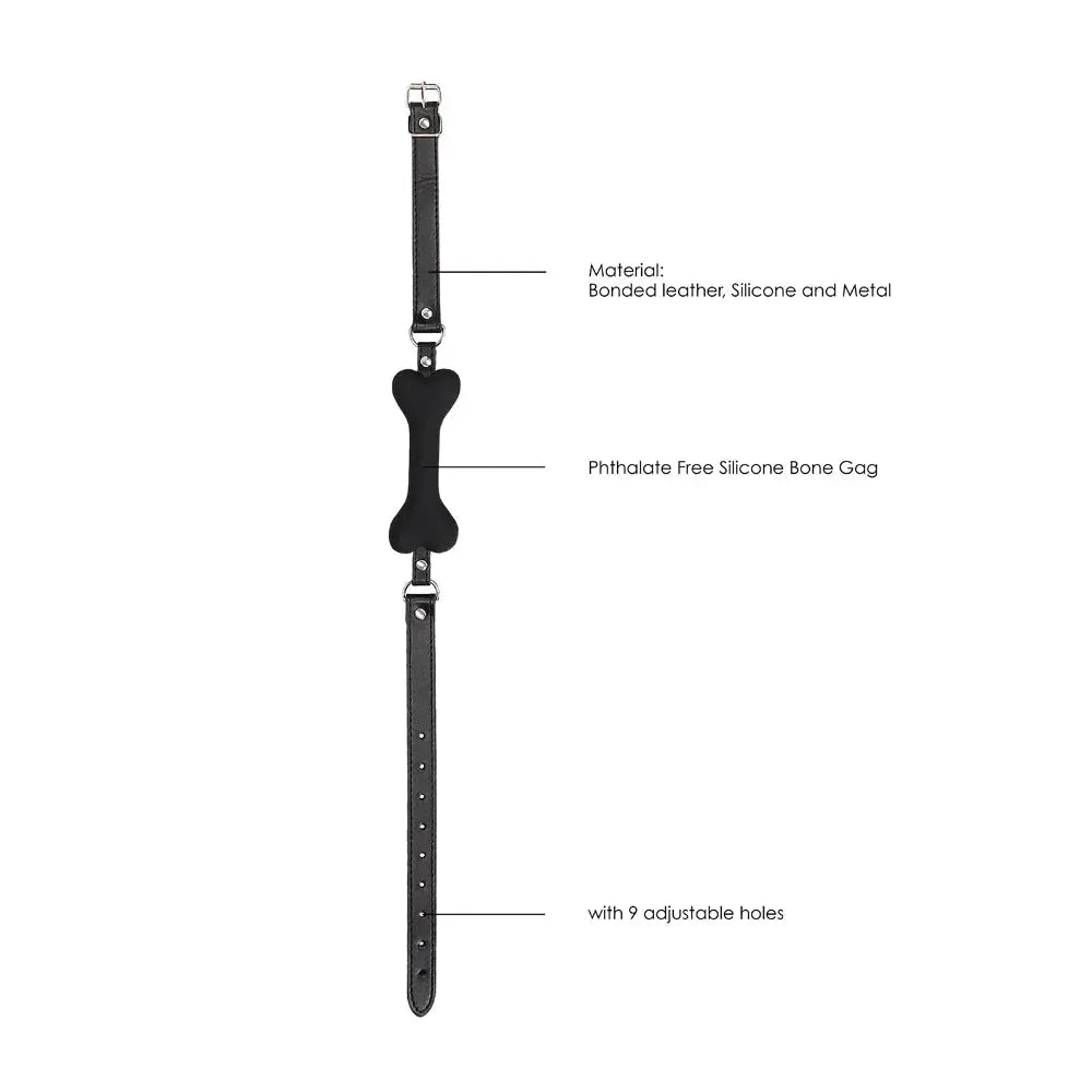 Silicone Puppy Play Bone Gag With Adjustable Bonded Leather Straps  BDSM Gag