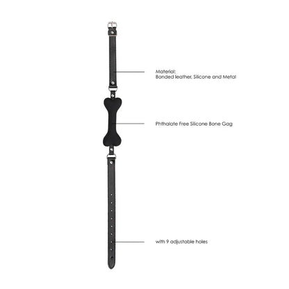 Silicone Puppy Play Bone Gag With Adjustable Bonded Leather Straps  BDSM Gag
