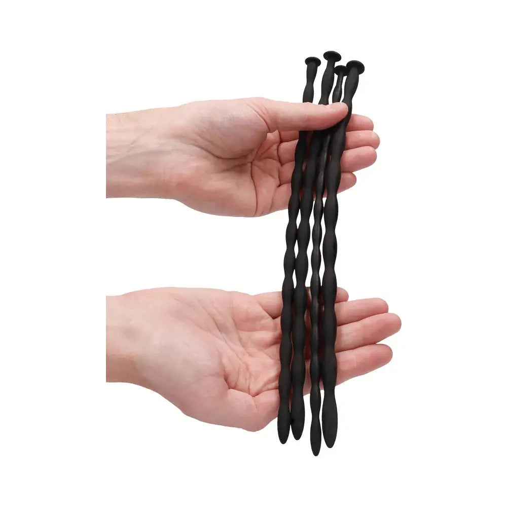 Silicone Urethral Sound Kit - Urethral Sounding Advanced Silicone Spiral Screw Plug Set Black  Urethral Sound