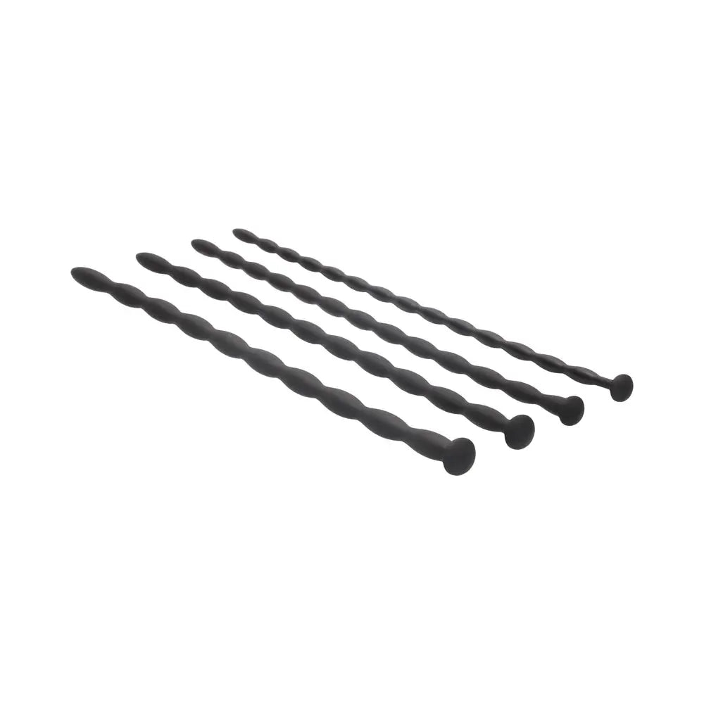 Silicone Urethral Sound Kit - Urethral Sounding Advanced Silicone Spiral Screw Plug Set Black  Urethral Sound