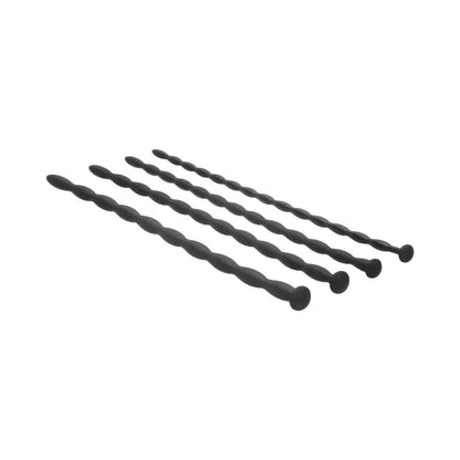 Silicone Urethral Sound Kit - Urethral Sounding Advanced Silicone Spiral Screw Plug Set Black  Urethral Sound