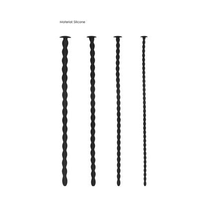 Silicone Urethral Sound Kit - Urethral Sounding Advanced Silicone Spiral Screw Plug Set Black  Urethral Sound