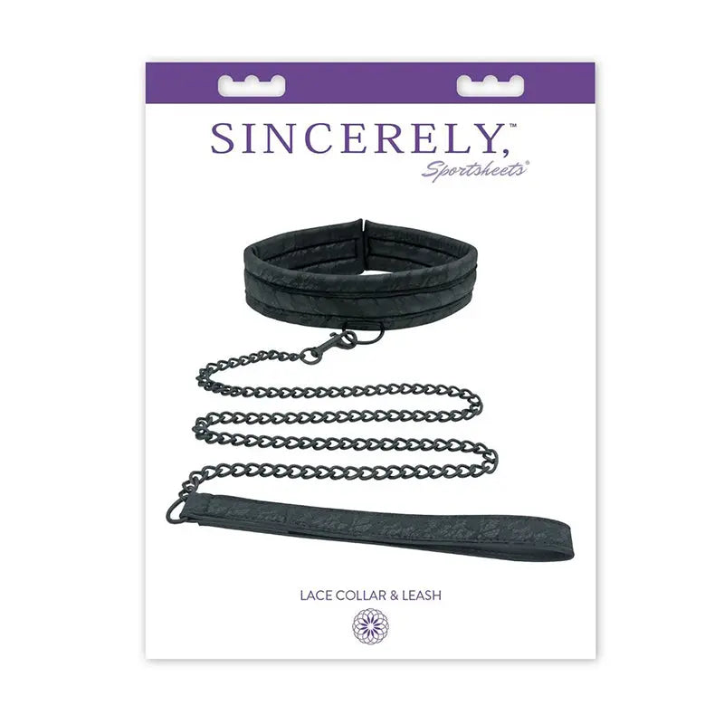 Sincerely, Sportsheets Lace Adjustable Collar & Leash Black  Fetish - Cuffs & Restraints