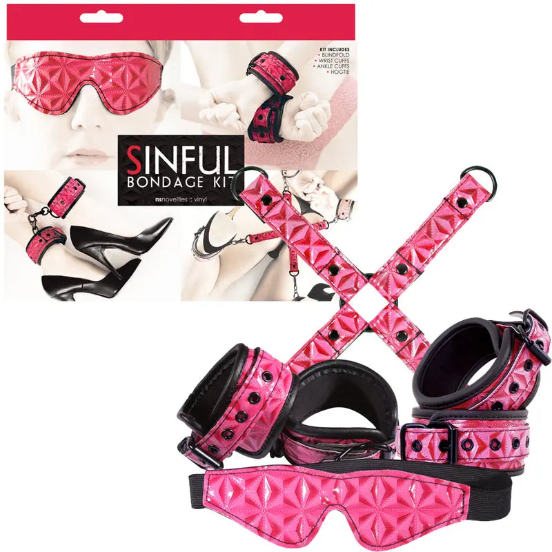 Sinful Vinyl Bondage Kit Pink