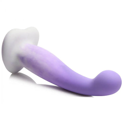 Slim G-Spot Dildo Sex Toy Silicone Purple and White Dildo with Heart Suction Cup Base  Curved Dildo