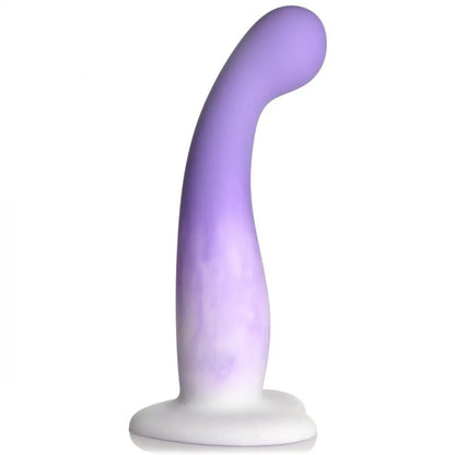 Slim G-Spot Dildo Sex Toy Silicone Purple and White Dildo with Heart Suction Cup Base  Curved Dildo